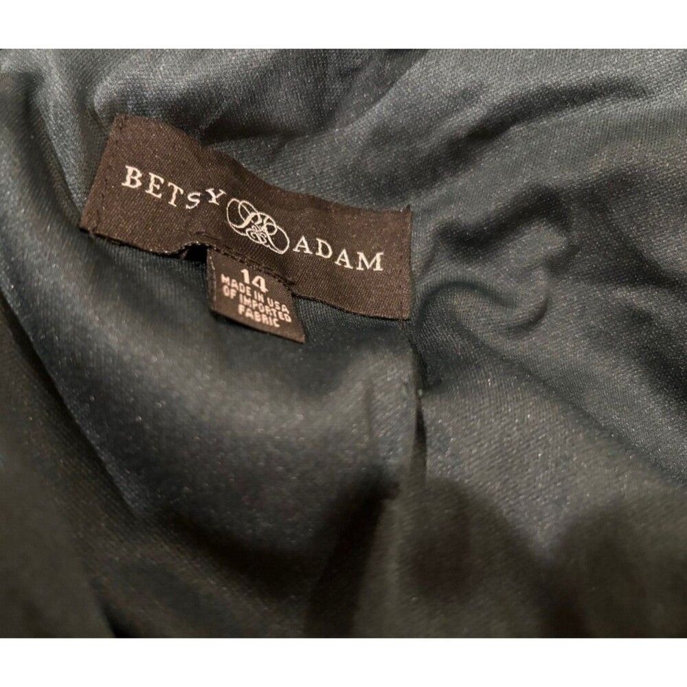 Betsy & Adam Long Jersey Ruched Drape Back Formal Gown sz 14 Forest Green - Picture 5 of 6